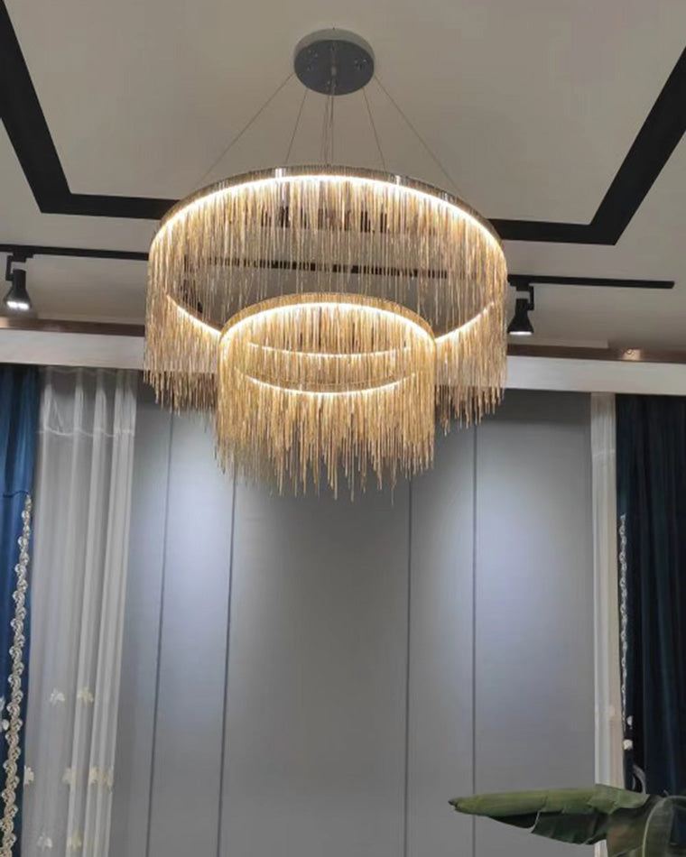 WOMO Lustre Linéaire Macramé Doré/Argent-WM2062b