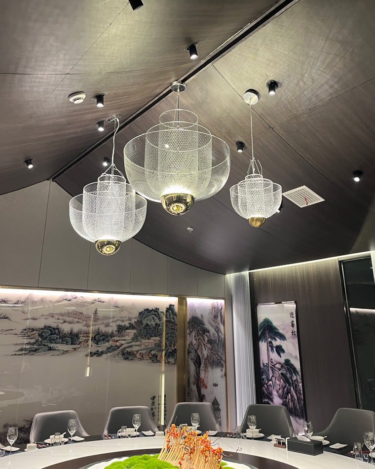 WOMO Mesh Uplight Chandelier for Vaulted Ceilings-WM2069