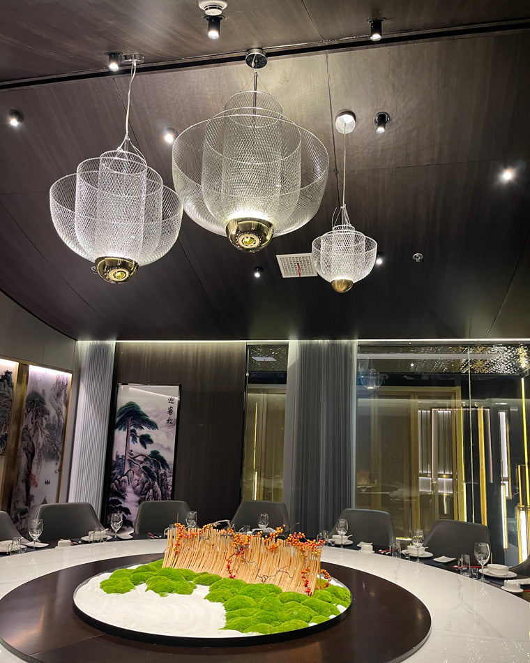 WOMO Mesh Uplight Chandelier for Vaulted Ceilings-WM2069