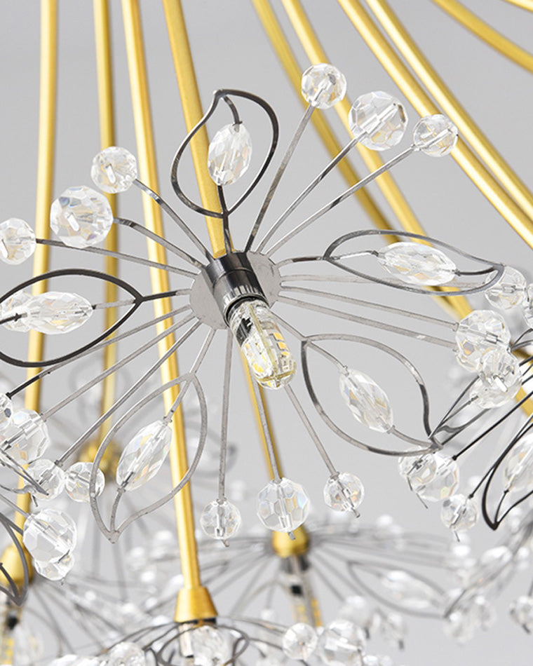 WOMO Lustre Deco Fleur Cristal Doré/Noir-WM2077
