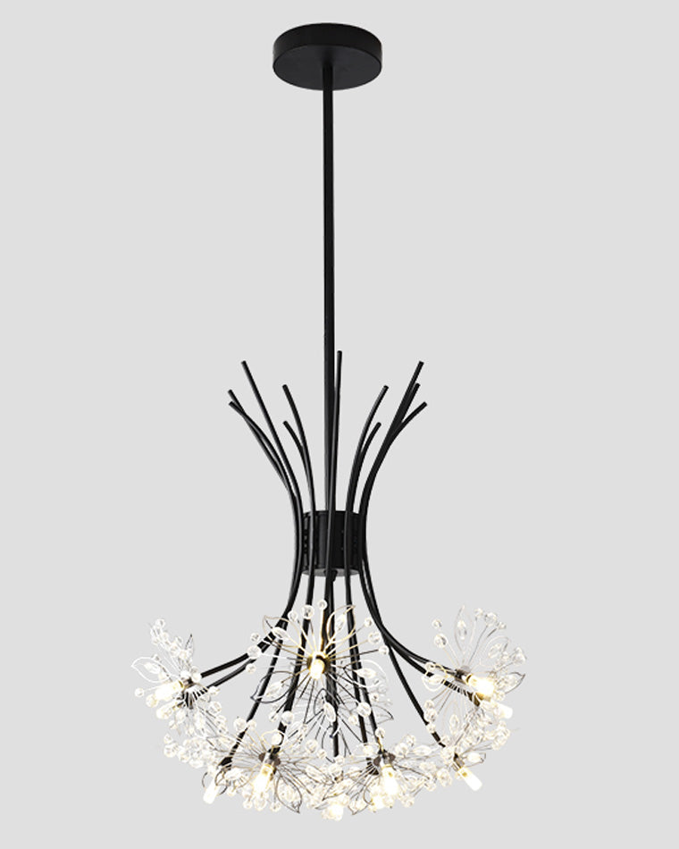 WOMO Lustre Deco Fleur Cristal Doré/Noir-WM2077
