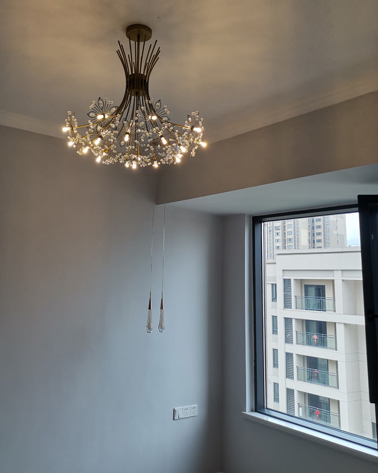 WOMO Lustre Deco Fleur Cristal Doré/Noir-WM2077