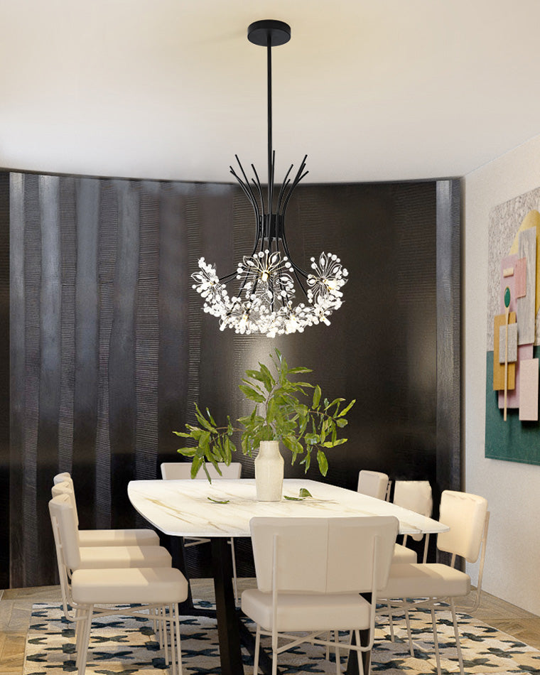 WOMO Lustre Deco Fleur Cristal Doré/Noir-WM2077