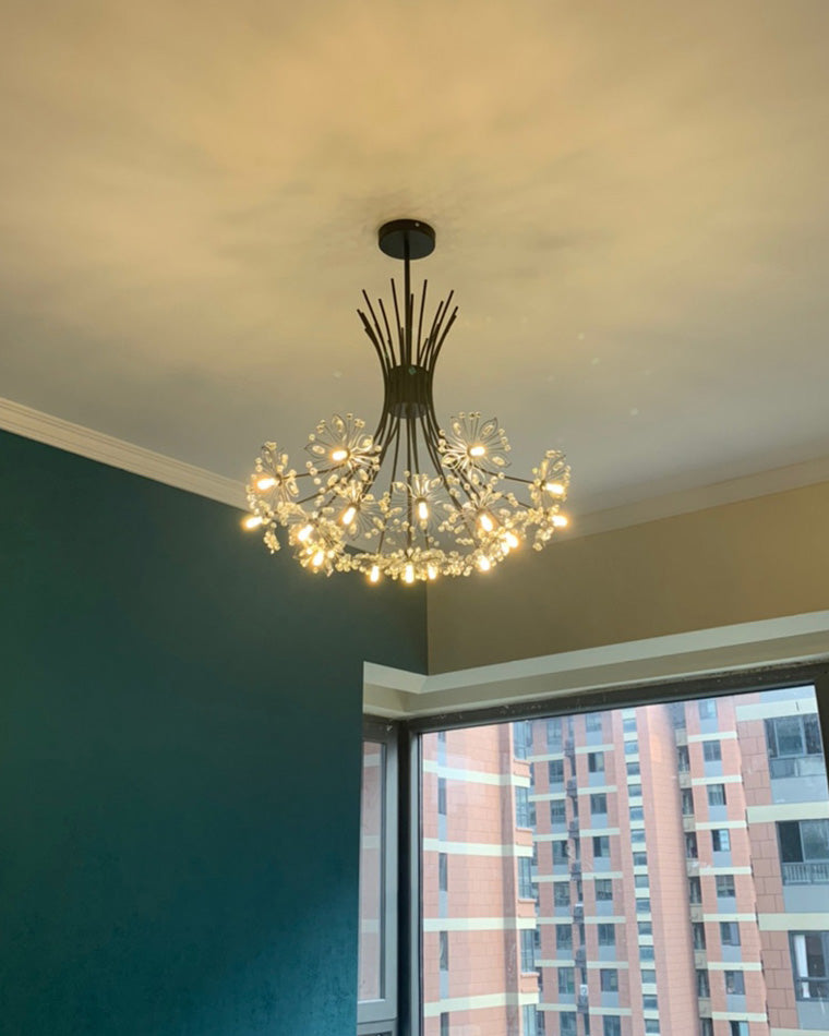 WOMO Lustre Deco Fleur Cristal Doré/Noir-WM2077