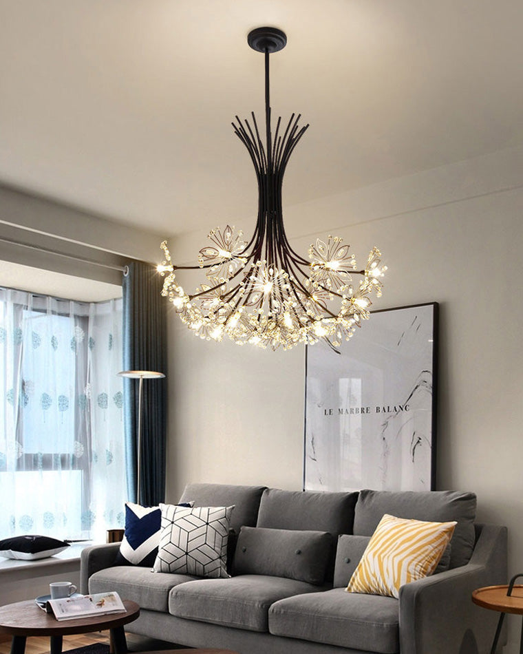 WOMO Lustre Deco Fleur Cristal Doré/Noir-WM2077