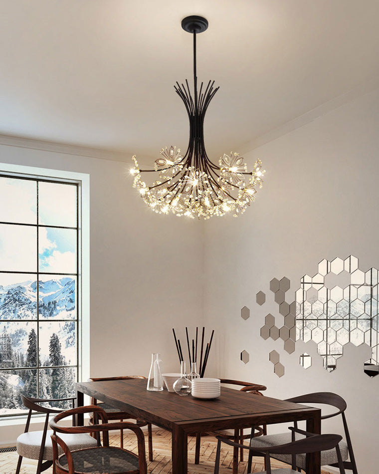WOMO Lustre Deco Fleur Cristal Doré/Noir-WM2077