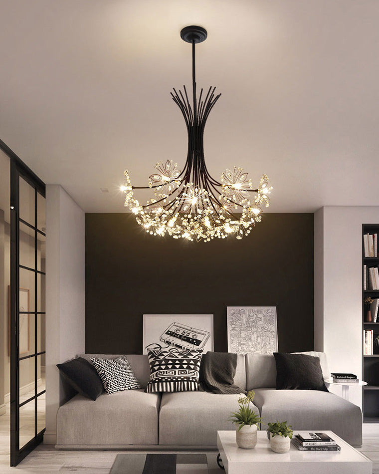 WOMO Lustre Deco Fleur Cristal Doré/Noir-WM2077