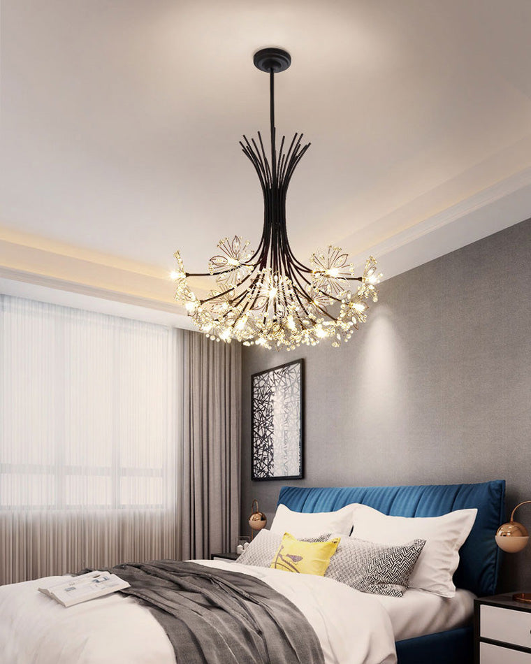 WOMO Lustre Deco Fleur Cristal Doré/Noir-WM2077