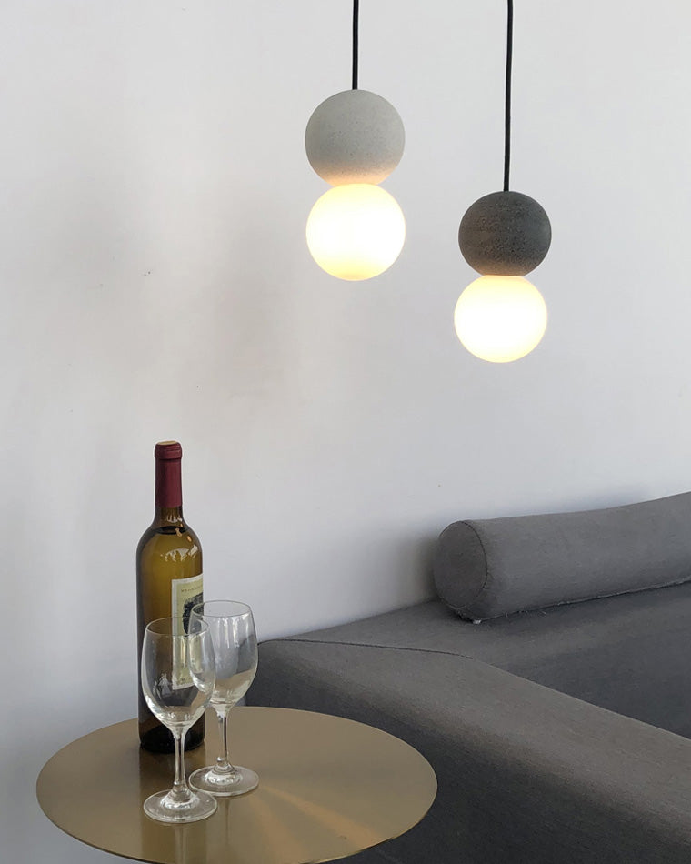 WOMO Globe en verre blanc et noir pendant Light-WM2086