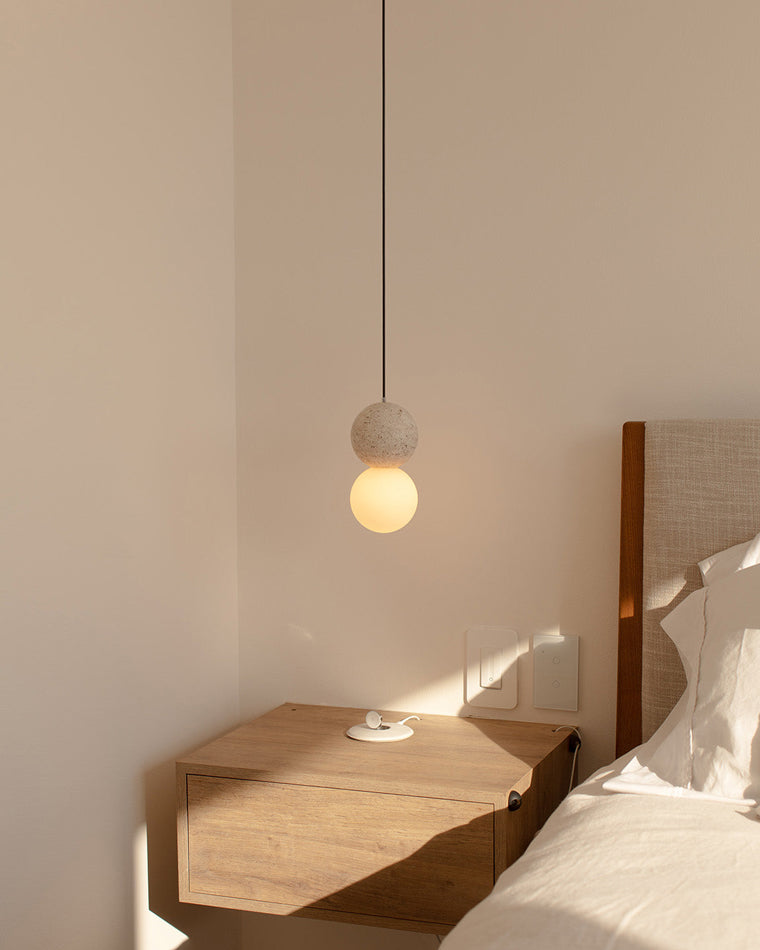 WOMO Globe en verre blanc et noir pendant Light-WM2086