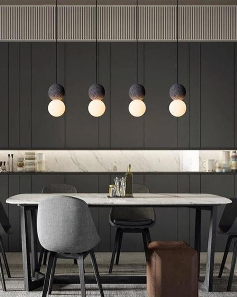 WOMO Globe en verre blanc et noir pendant Light-WM2086