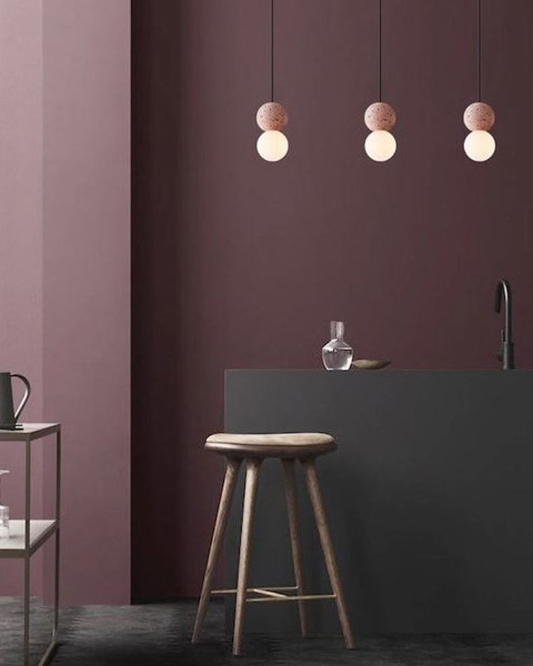 WOMO Globe en verre blanc et noir pendant Light-WM2086