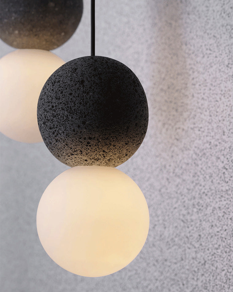 WOMO Globe en verre blanc et noir pendant Light-WM2086
