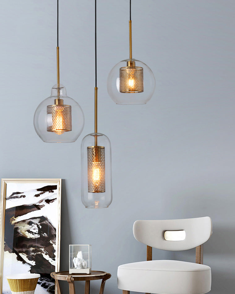 WOMO Élégant Rond/Cylindre Verre Suspension Lumineuse-WM2095