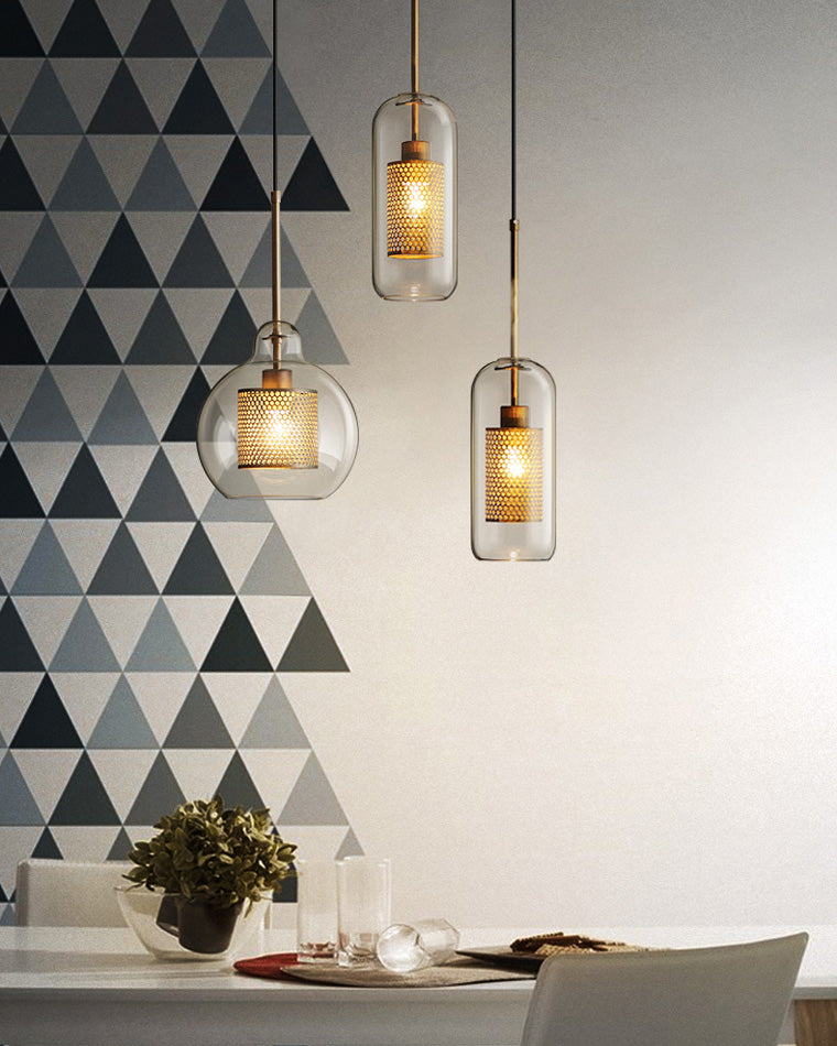 WOMO Élégant Rond/Cylindre Verre Suspension Lumineuse-WM2095