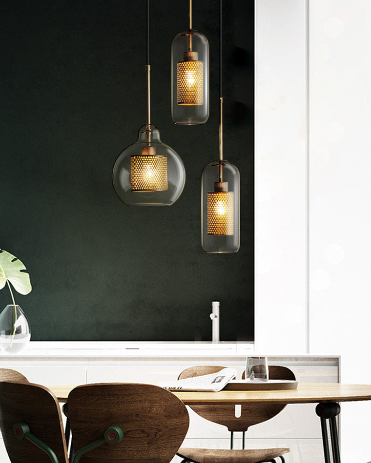 WOMO Élégant Rond/Cylindre Verre Suspension Lumineuse-WM2095