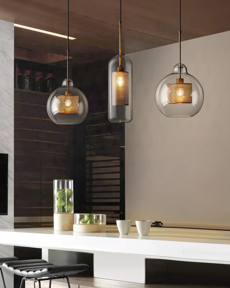 WOMO Élégant Rond/Cylindre Verre Suspension Lumineuse-WM2095