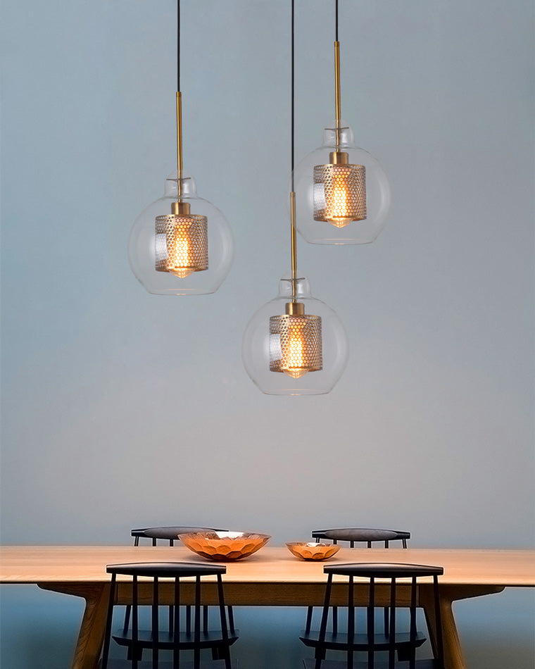 WOMO Élégant Rond/Cylindre Verre Suspension Lumineuse-WM2095