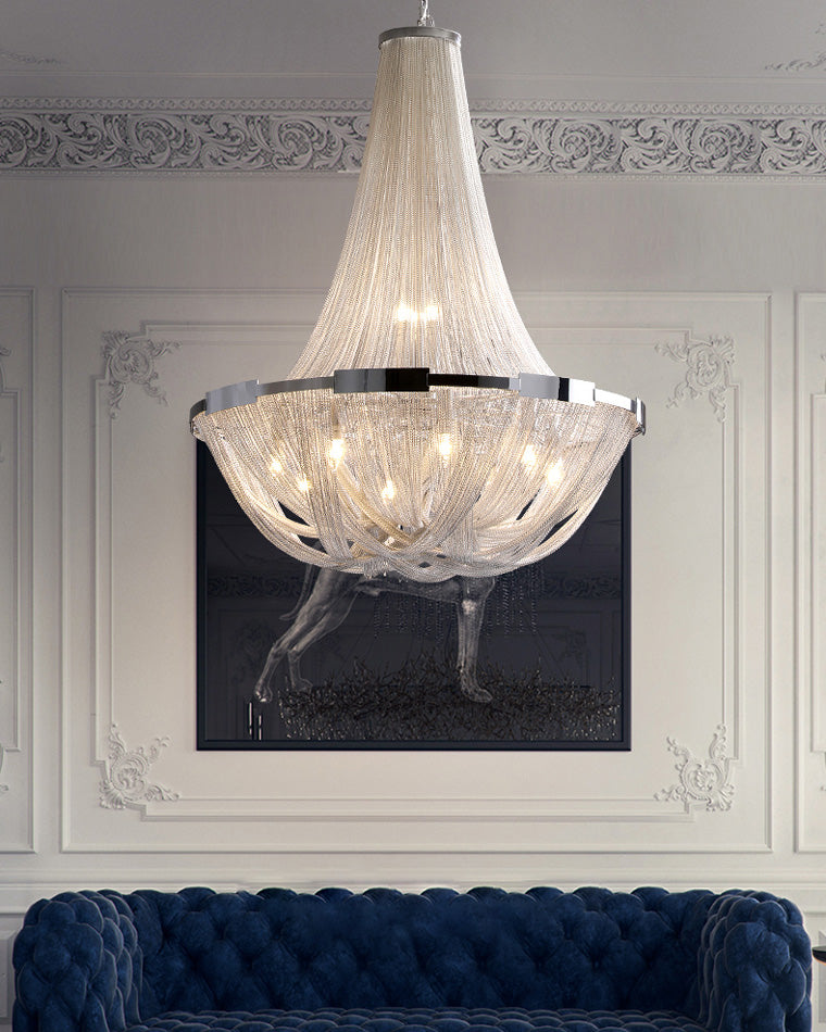 Lustre Empire en argent à pompons WOMO-WM2096