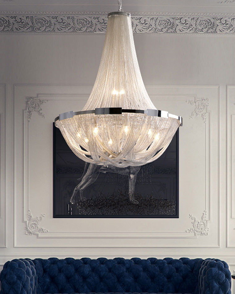 Lustre Empire en argent à pompons WOMO-WM2096