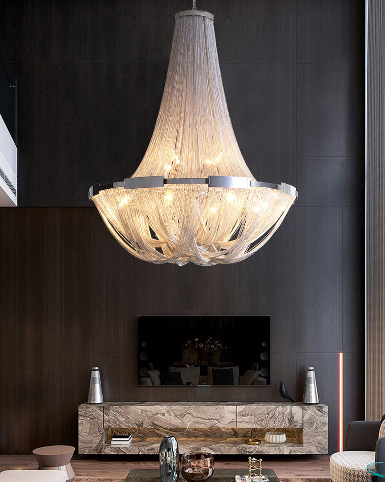 Lustre Empire en argent à pompons WOMO-WM2096