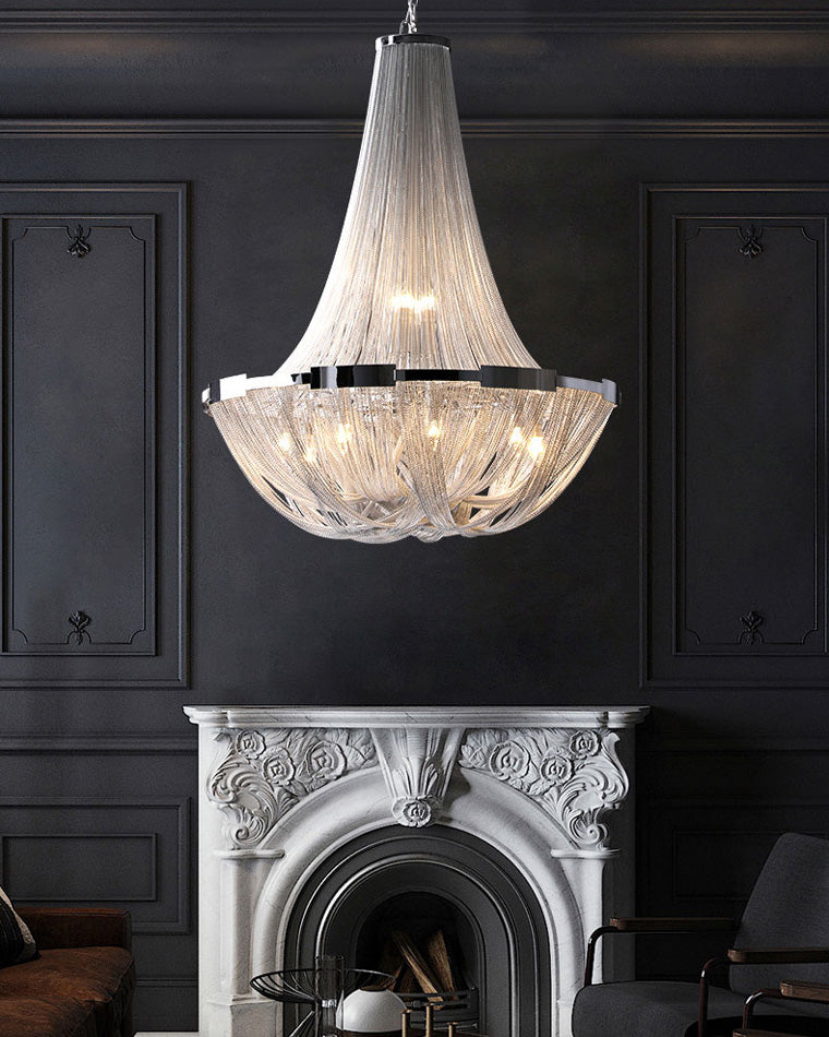 Lustre Empire en argent à pompons WOMO-WM2096