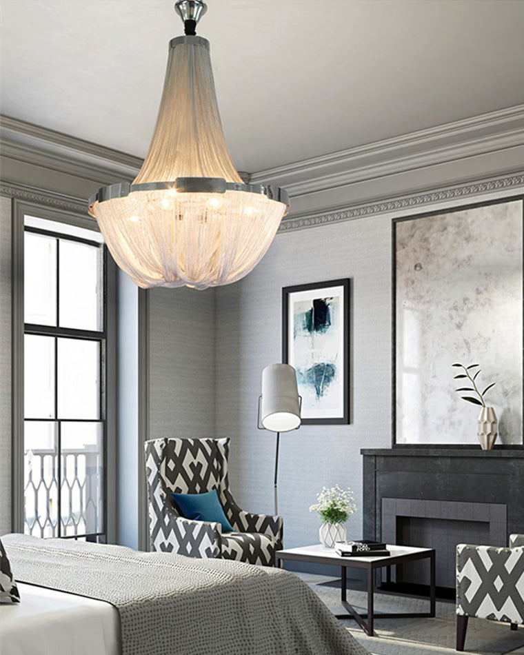 Lustre Empire en argent à pompons WOMO-WM2096