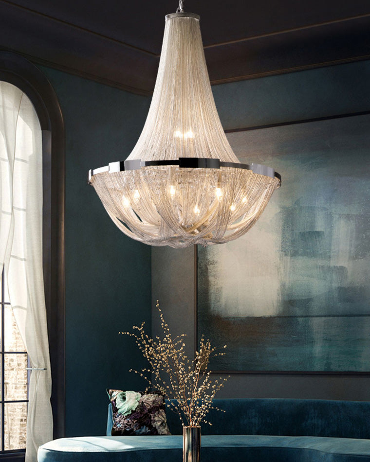 Lustre Empire en argent à pompons WOMO-WM2096