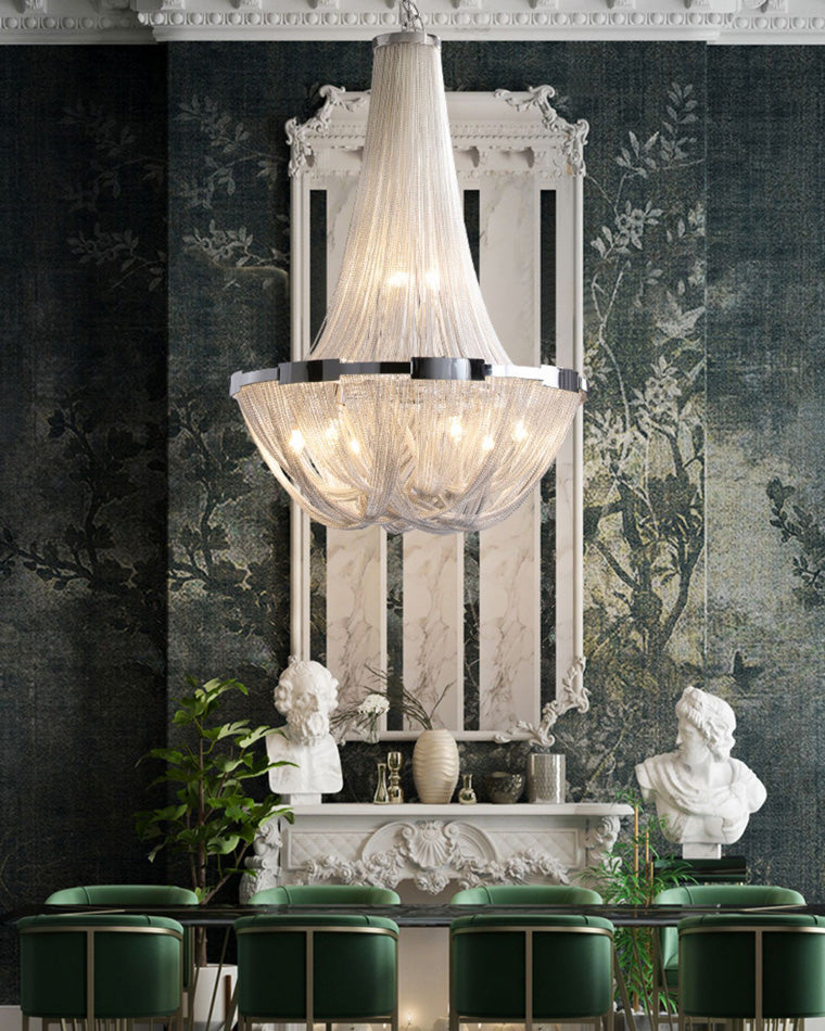 Lustre Empire en argent à pompons WOMO-WM2096