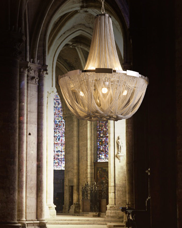 Lustre Empire en argent à pompons WOMO-WM2096