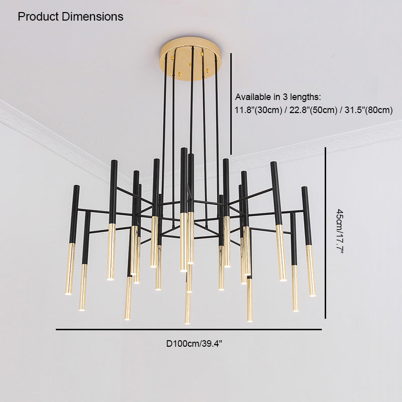 WOMO Lustre Multiple Tube Noir/Doré-WM2083