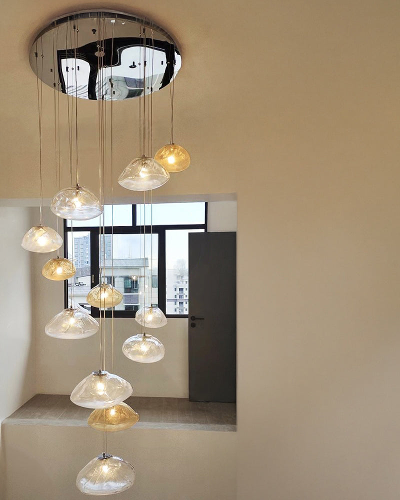 WOMO Blown Glass Cascade Pendant Chandelier-WM2101b