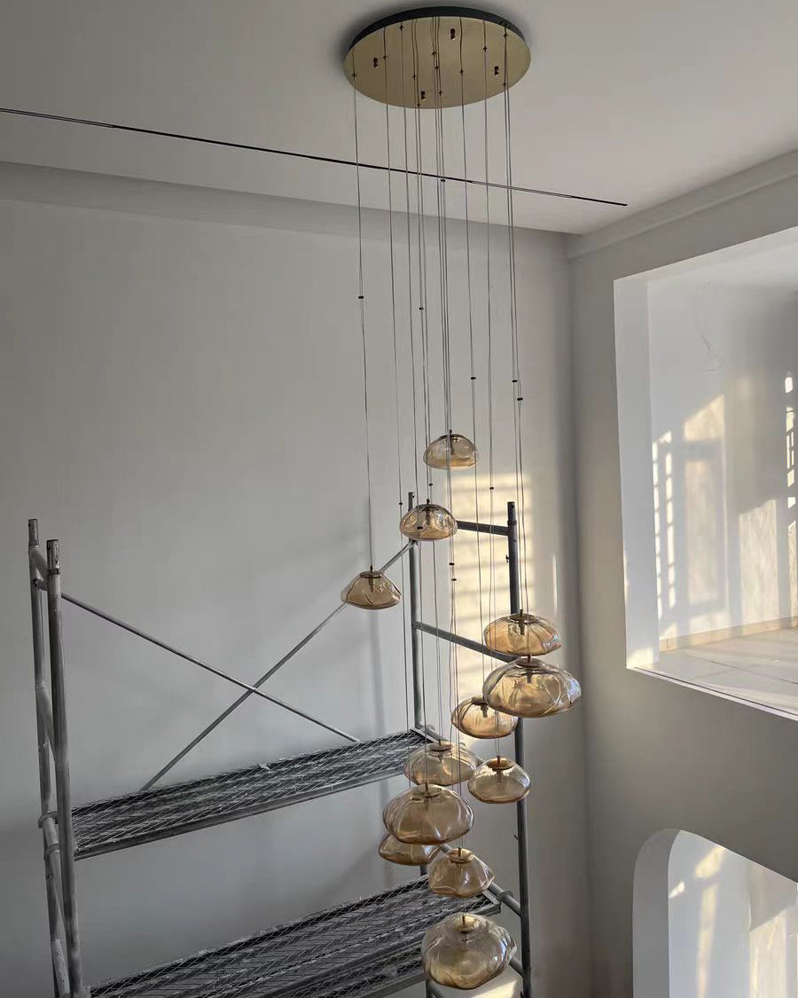 WOMO Blown Glass Cascade Pendant Chandelier-WM2101b