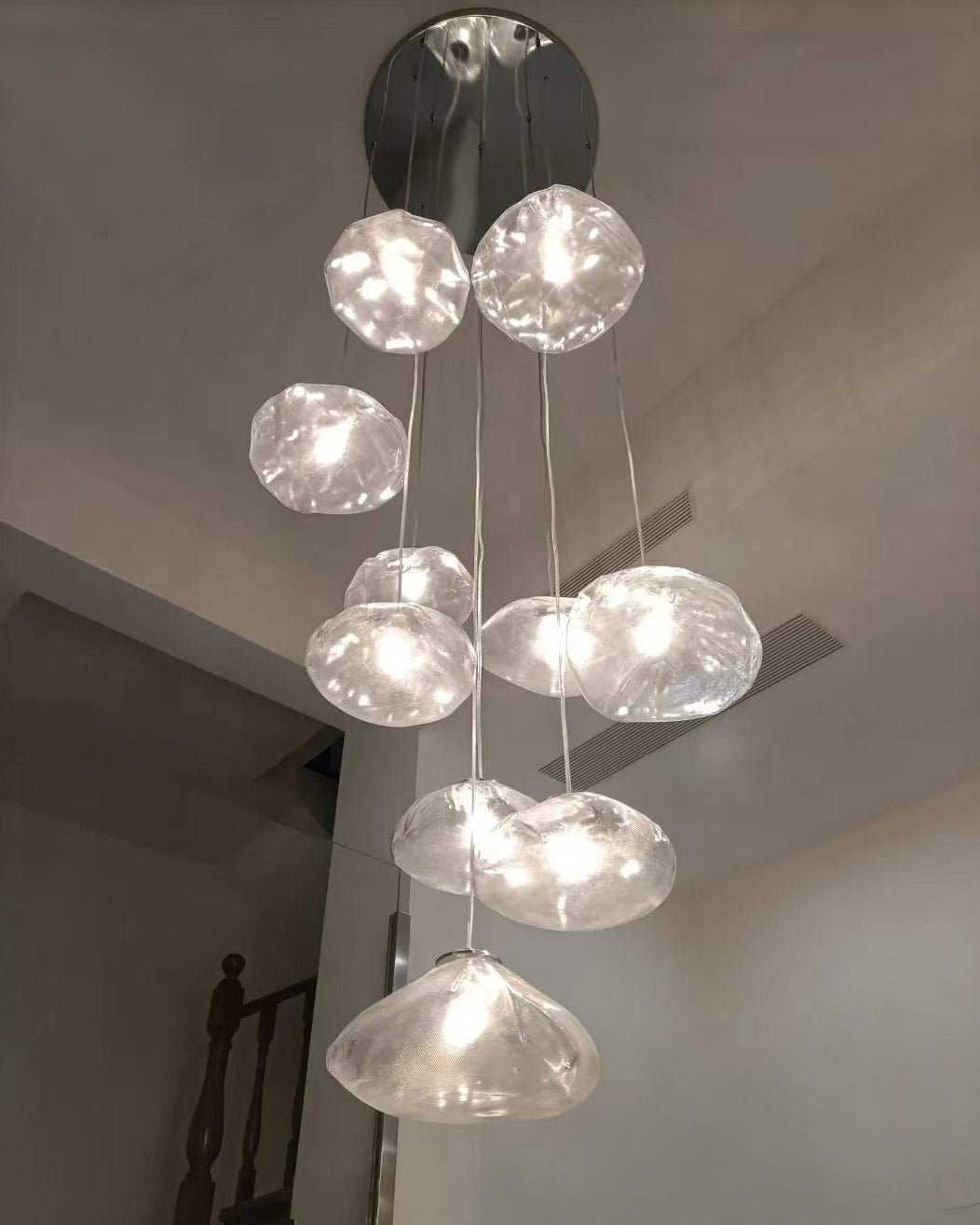 WOMO Blown Glass Cascade Pendant Chandelier-WM2101b
