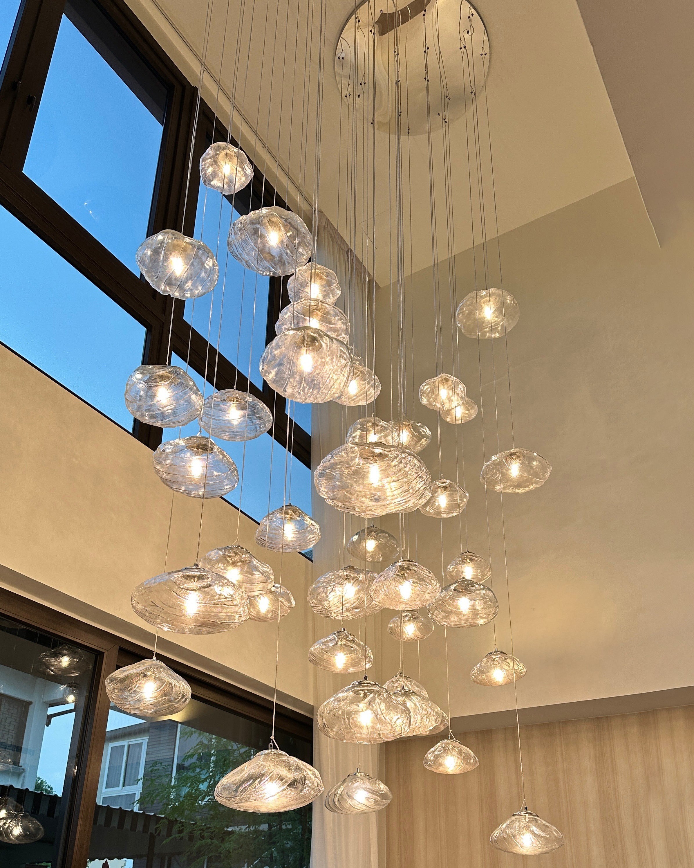 WOMO Blown Glass Cascade Pendant Chandelier-WM2101b
