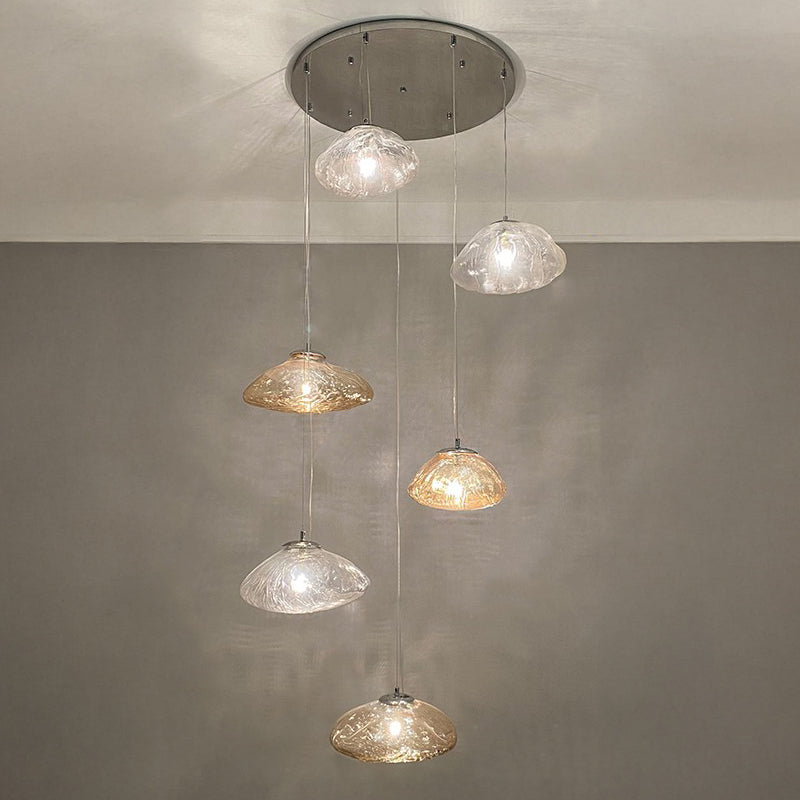 WOMO Blown Glass Cascade Pendant Chandelier-WM2101b