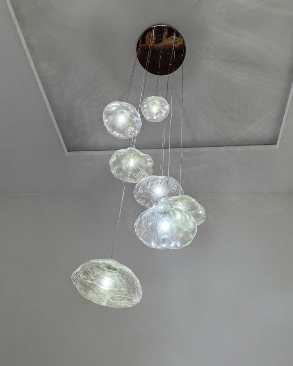 WOMO Blown Glass Cascade Pendant Chandelier-WM2101b