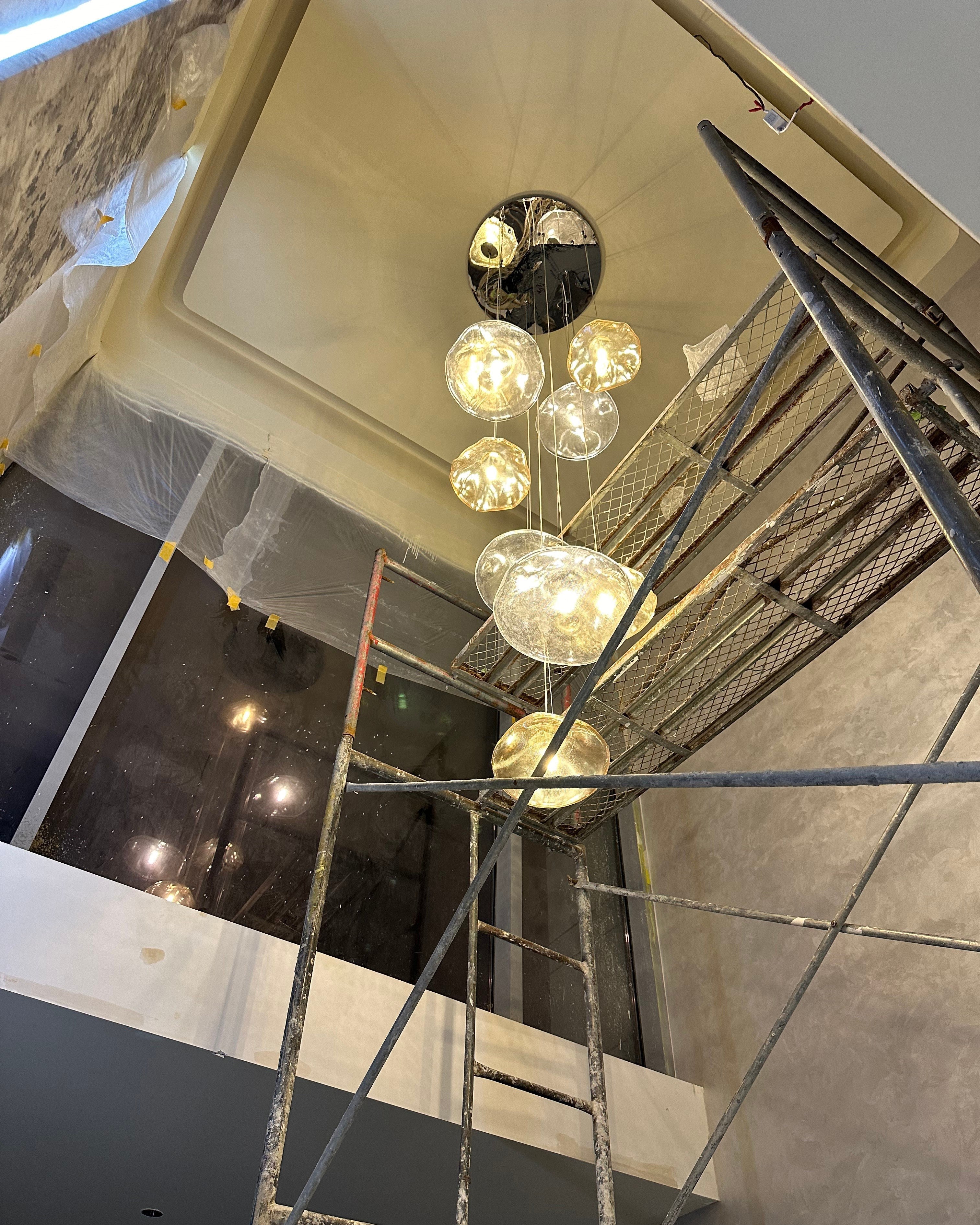 WOMO Blown Glass Cascade Pendant Chandelier-WM2101b