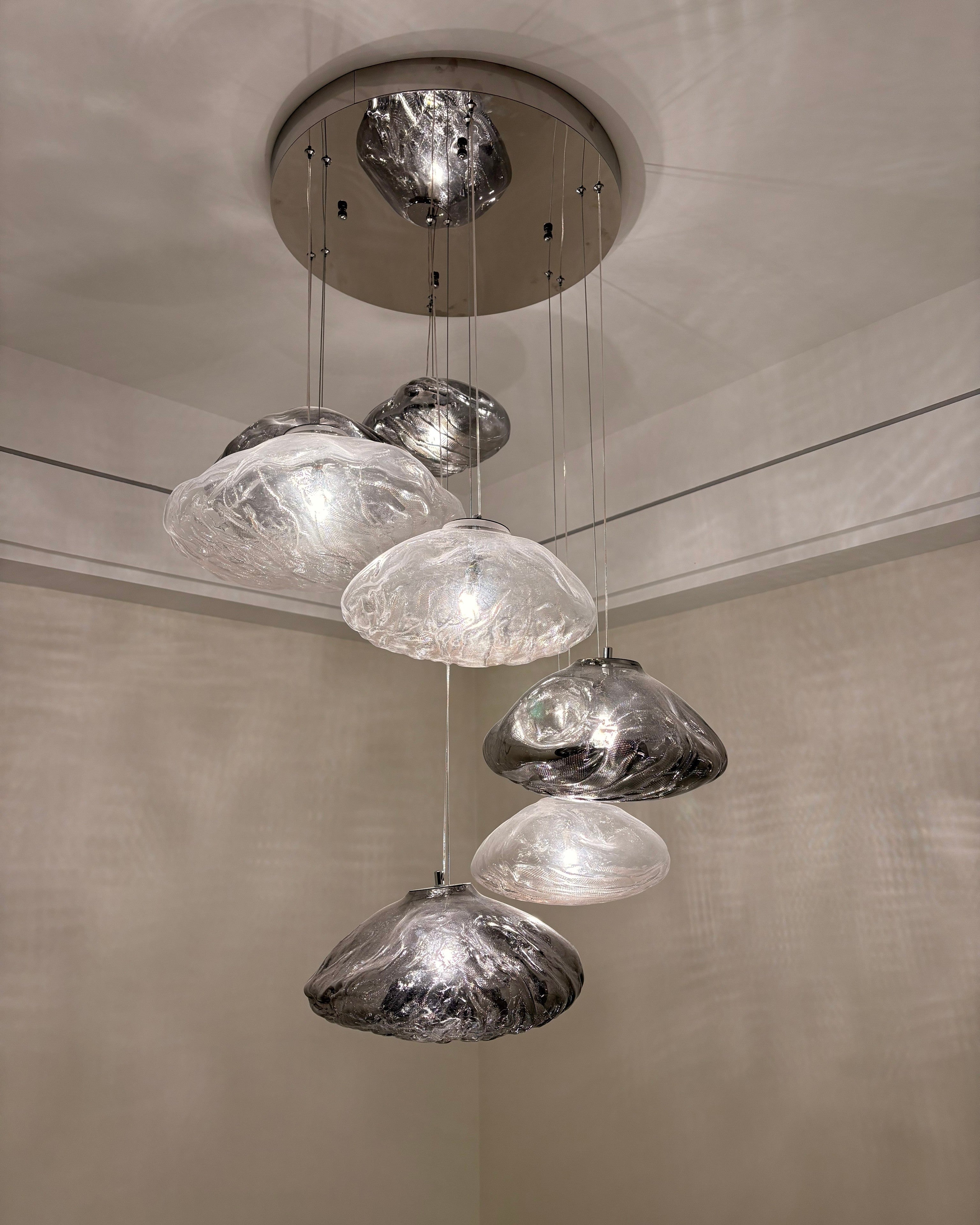 WOMO Blown Glass Cascade Pendant Chandelier-WM2101b