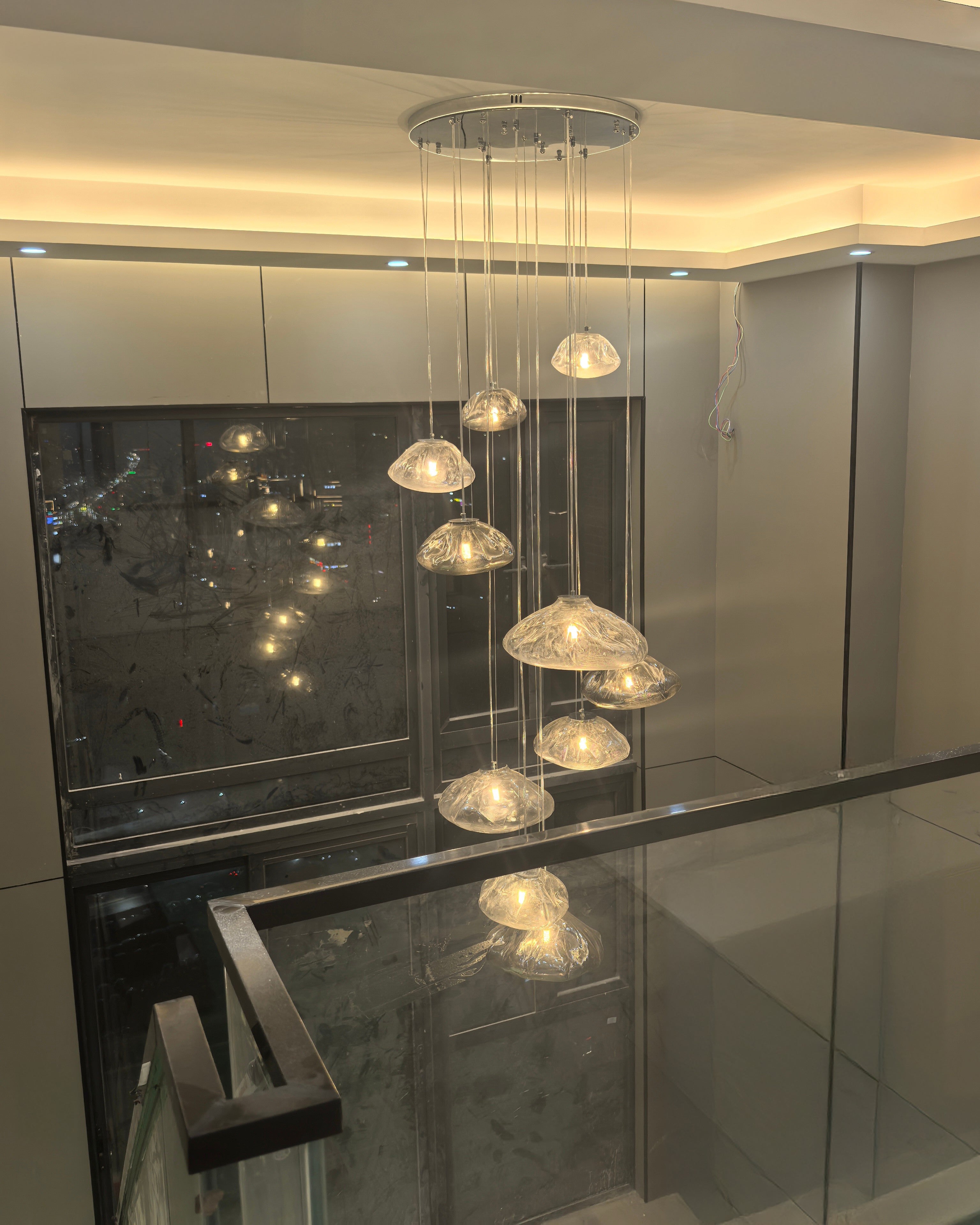 WOMO Blown Glass Cascade Pendant Chandelier-WM2101b