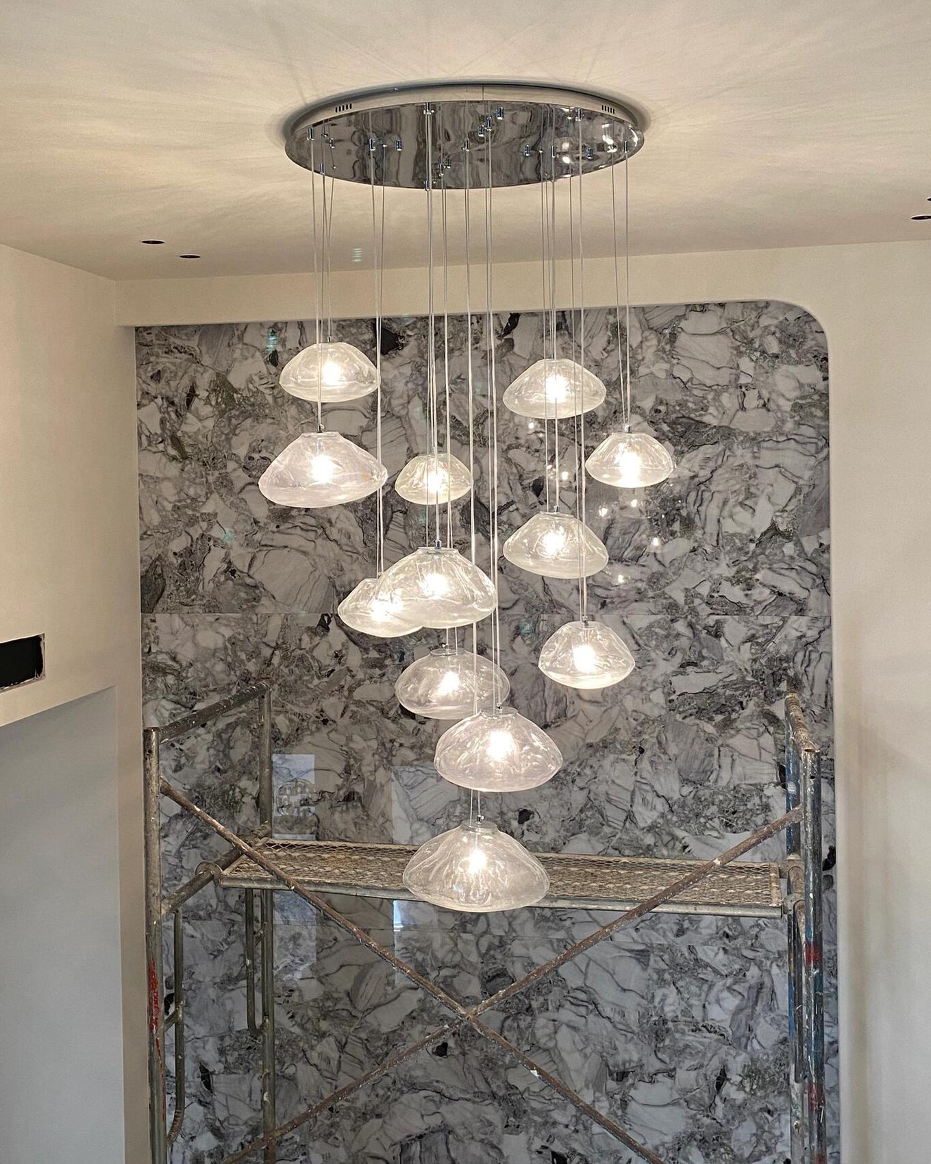 WOMO Blown Glass Cascade Pendant Chandelier-WM2101b