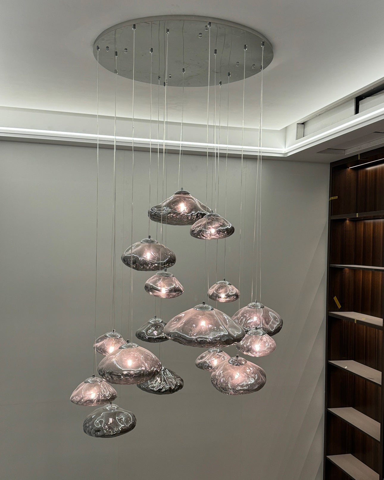 WOMO Blown Glass Cascade Pendant Chandelier-WM2101b