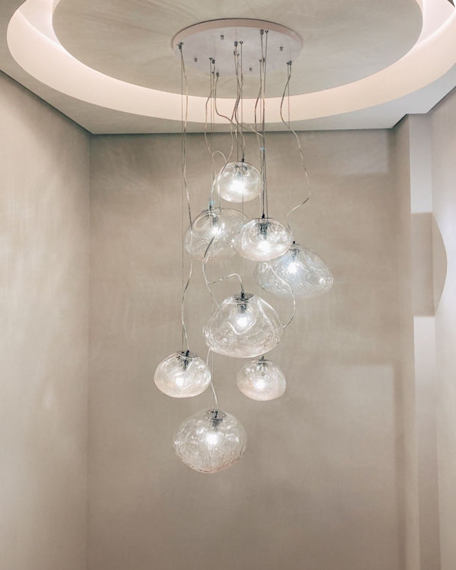 WOMO Blown Glass Cascade Pendant Chandelier-WM2101b
