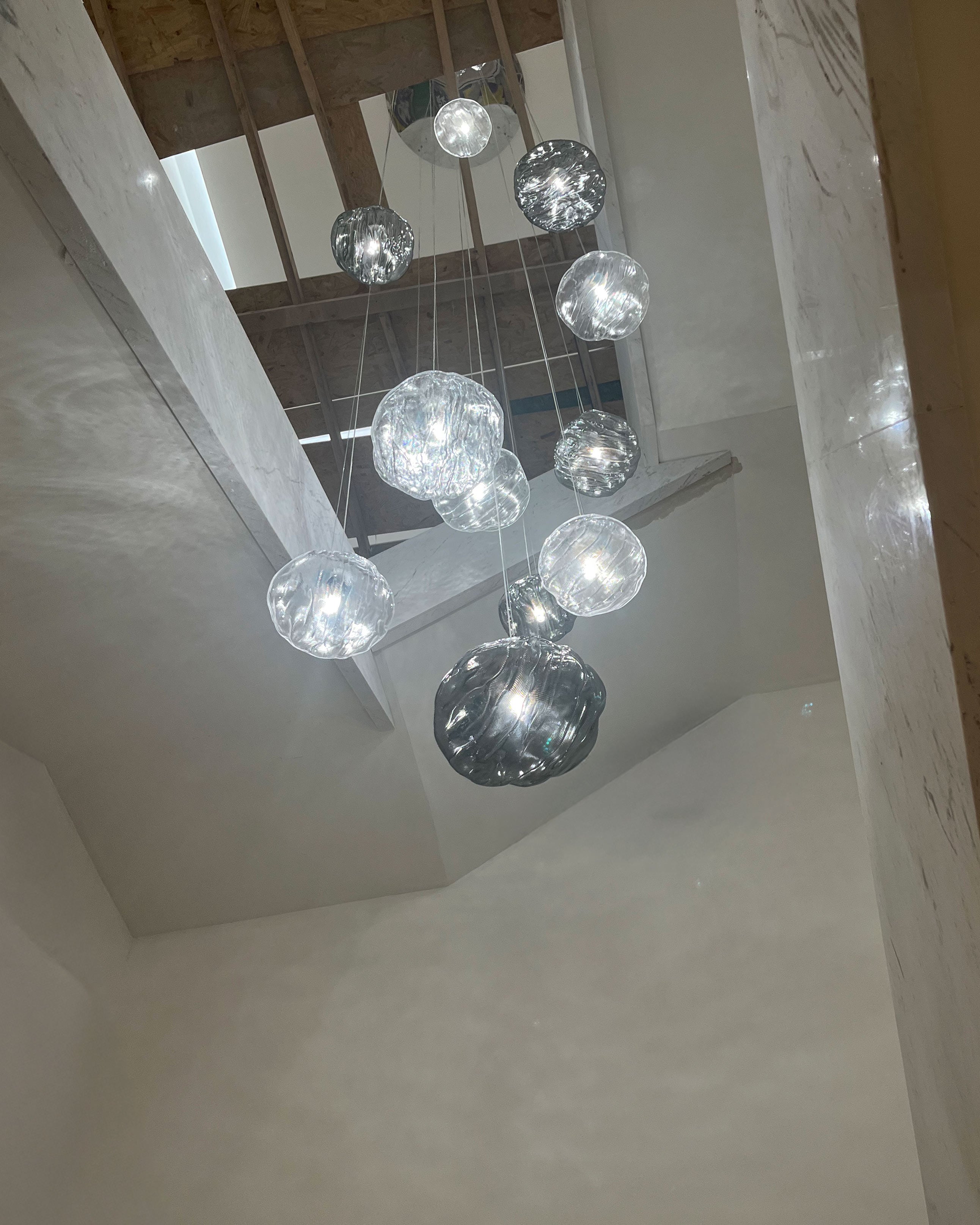 WOMO Blown Glass Cascade Pendant Chandelier-WM2101b