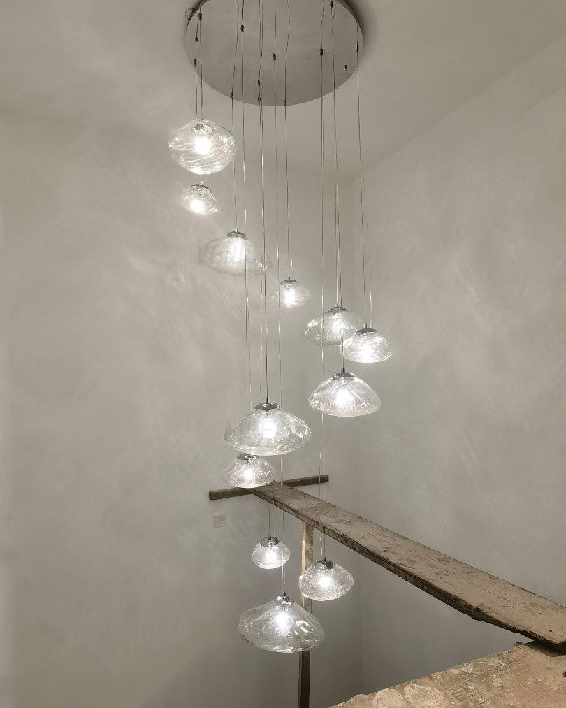 WOMO Blown Glass Cascade Pendant Chandelier-WM2101b