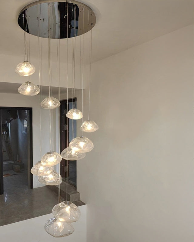WOMO Blown Glass Cascade Pendant Chandelier-WM2101b