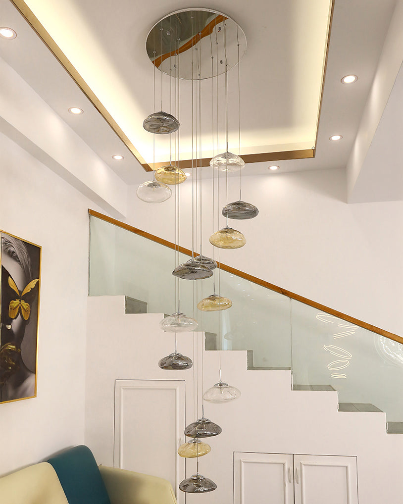 WOMO Blown Glass Cascade Pendant Chandelier-WM2101b