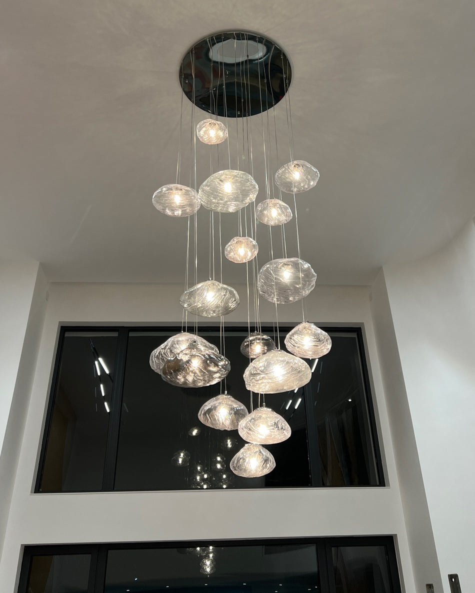 WOMO Blown Glass Cascade Pendant Chandelier-WM2101b
