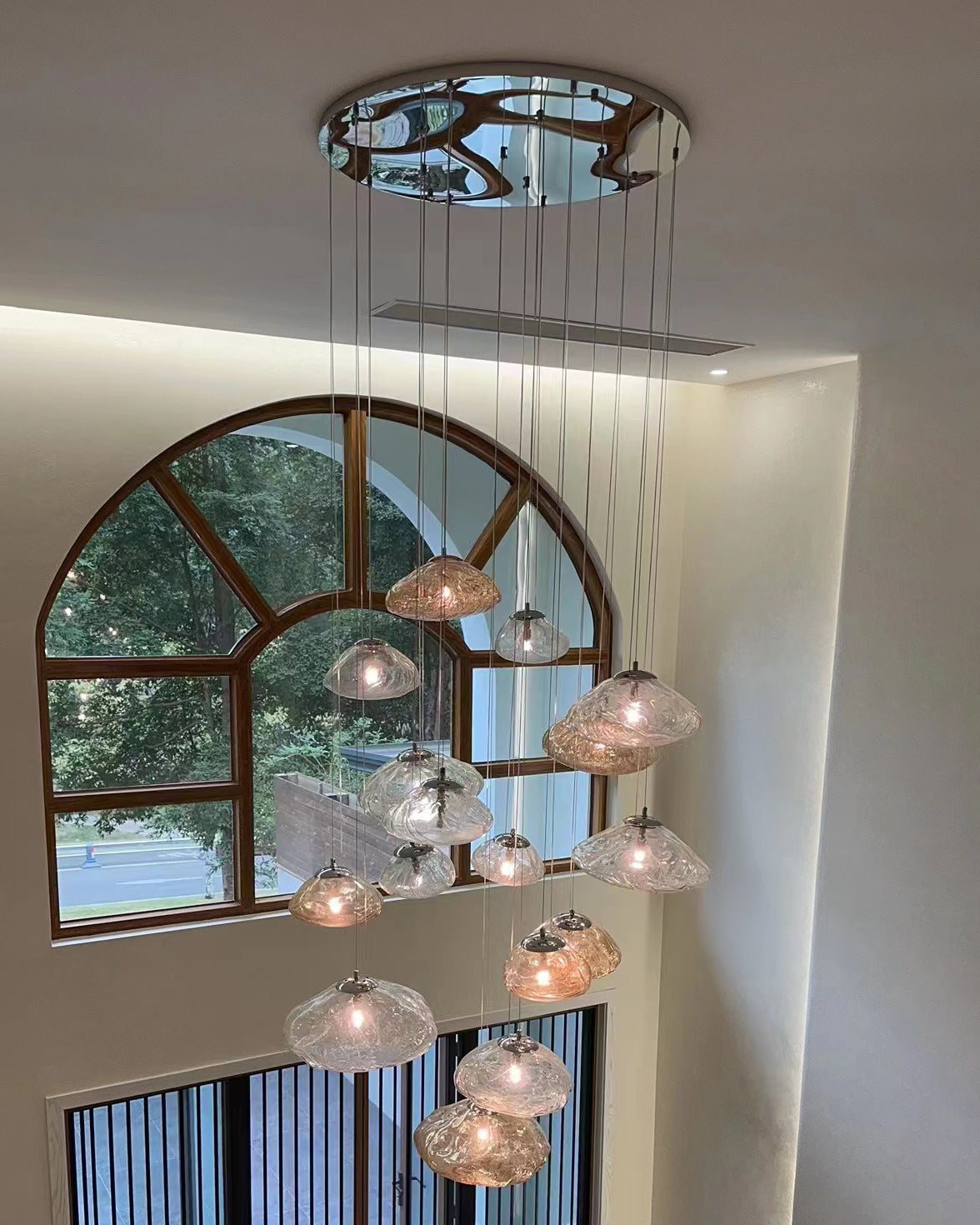 WOMO Blown Glass Cascade Pendant Chandelier-WM2101b