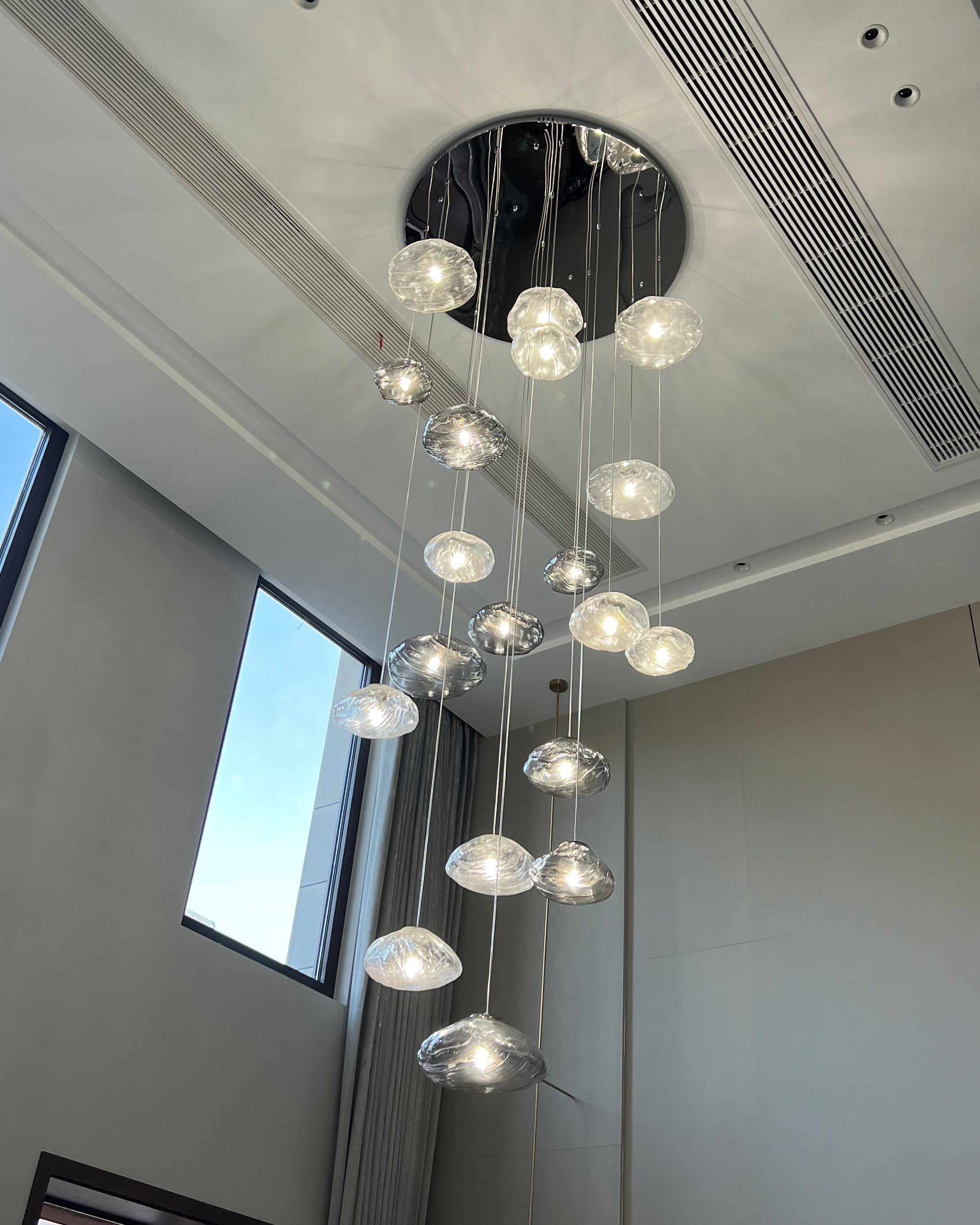 WOMO Blown Glass Cascade Pendant Chandelier-WM2101b